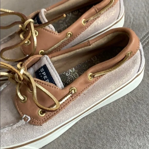 Sperry top siders in gold & brown, leather upper - Picture 4 of 8